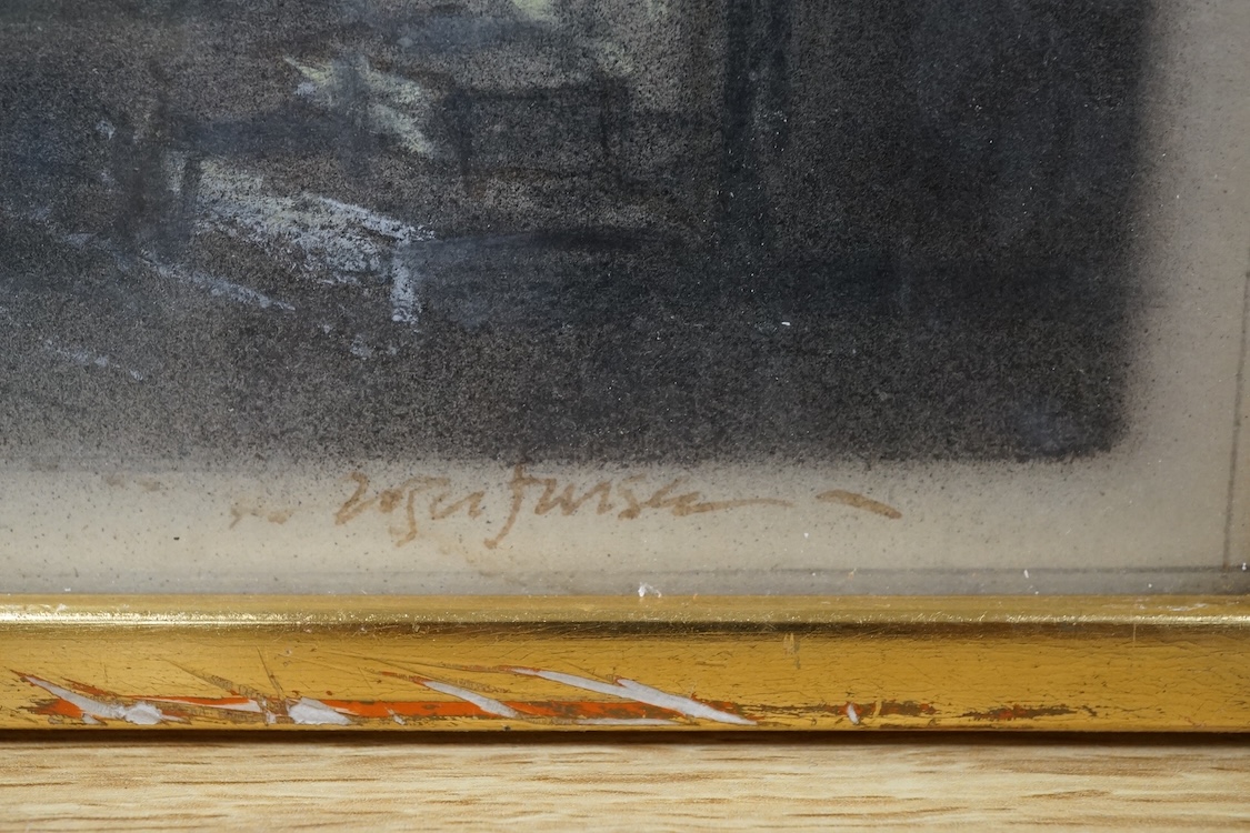 Roger Furse (1903-1972), theatrical interest pastel and mixed media, Scene from King Lear, signed and inscribed in ink, 31 x 56cm. Condition - fair